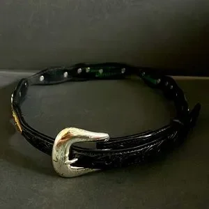 Resisto Ladies Black Concho Tooled Leather Belt WOMENS WESTERN BLACK LEATHER TOOLED BELT 36 CONCHOS | eBay main image 3